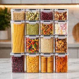 Kit 15 Potes Herméticos para Armazenamento de Alimentos, BPA Free