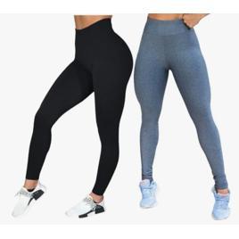 Kit 2 Calças Suplex Feminina Lisa Cos Alto Moda Fitness