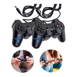 Kit 2 Controles Com Fio Usb Para Pc Tv Joystick Manete - Crowley