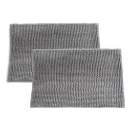 Kit 2 Tapetes Banheiro Microfibra Antiderrapante Absorvente 58 x 38 cm Cinza