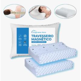 Kit 2 Travesseiro Cervical Magnético Ortopédico Dor Coluna