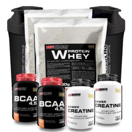 Kit 2x Whey Protein 500g + 2x BCAA 100g + 2x Creatina + 2x Coq - Bodybuilders