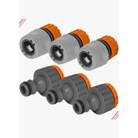 Kit 3 Adaptadores Torneira + 3 Engate Rápido Mangueira Cor Laranja/cinza