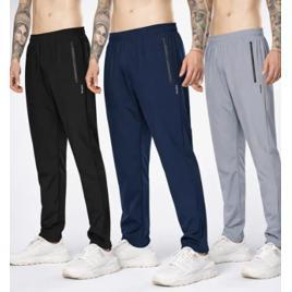 Kit 3 Calças Masculina Tactel Bolsos Com Zíper Leve Premium