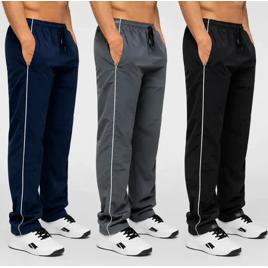 Kit 3 Calças Masculina Tactel Lisa Com Bolsos