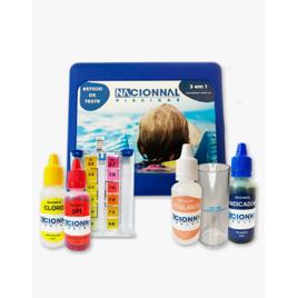 Kit 3 Em 1 Teste Medidor Ph Cloro Alcalinidade Água Piscinas