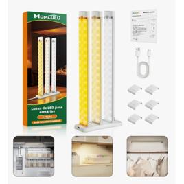 Kit 3 Luminárias Barra LED Recarregável Sensor Base Momlulu