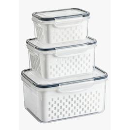 Kit 3 Organizadores Geladeira Alimentos Vegetais Com Tampas
