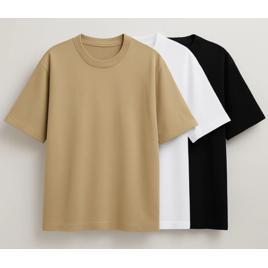 Kit 3 Oversized Masculina Stretwear Básica Lisa Premium