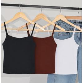 Kit 3 Regatinhas Femininas Suplex Forro Duplo Básica Casual