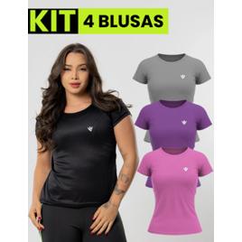 Kit 4 Blusas Feminina Fitness Dry Fit Camiseta Academia