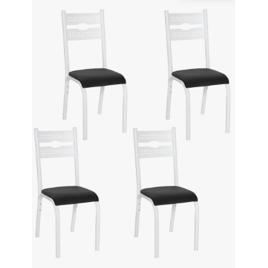 Kit 4 Cadeiras Cozinha Jantar Ciplafe Luna Branco Assento Preto
