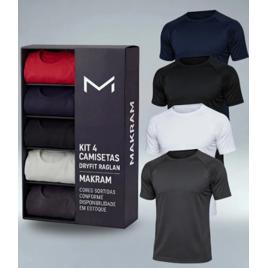Kit 4 Camiseta Masculina Dry Fit Raglan Lisa Basica Academia