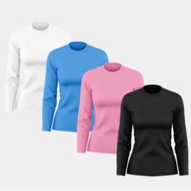 Kit 4 Camisetas Feminina Manga Longa Proteção Solar UV