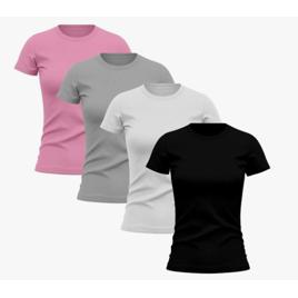 Kit 4 Camisetas Femininas Baby Look Básica Lisa Algodão