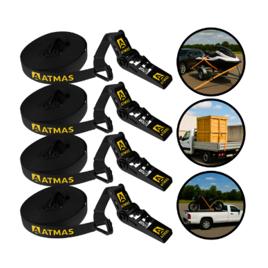 Kit 4 Cintas Catraca De Amarração Para Moto E Jet Ski ATMAS 800kg Com 5m
