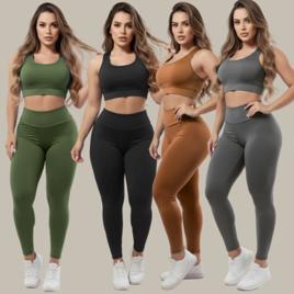Kit 4 Conjuntos Calça Leg E Top Roupas Femininas De Academia