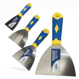 Kit 4 Espátulas de Aço Inox Profissional com Cabo Emborrachado – Tam 1.5" 3" 4" 6"