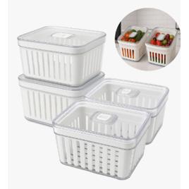 Kit 4 Potes Acrílico 3,8l Organizador Geladeira Rebirth