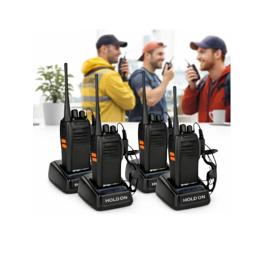 Kit 4 Radio Walk Talk Comunicador 16 Ch 12km Baofeng 777 Ht Cor Preto Hold On
