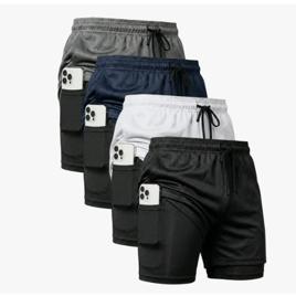 Kit 4 Shorts 2 Em 1 Duplo Dryfit Masculino Compressão Térmico