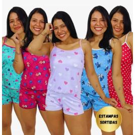 Kit 5 Short Doll Baby Doll Pijama Adulto Feminno