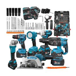 Kit 6 Em 1 Ferramentas Com Acessórios E 4 Baterias De 21v