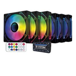Kit 6 Fans Hayom Rgb 120mm C/controladora Preto