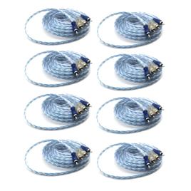 Kit 8 Cabo Rca Injetado Azul/prata Transp 4mm 5m Svart