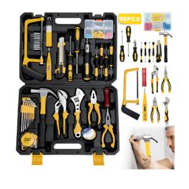 Kit 98 Peças Ferramentas Caixa Completa Multiuso Portátil Preto