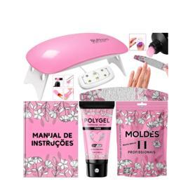 Kit Alongamento Polygel + Molde F1 + Lixa + Cabine Sun Mini