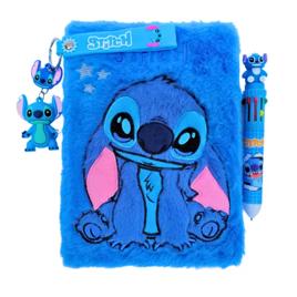 Kit Caderno Pelúcia Stitch Caneta 10 Cores E Chaveiro