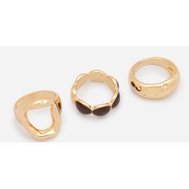 Kit com 03 Anéis em Metal com Design Orgânico Dourado