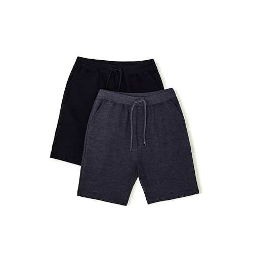 Kit Com 2 Bermudas Básicas Masculinas Em Moletom - Cinza Escuro E Preto M
