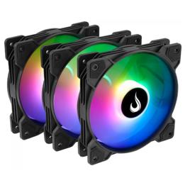 Kit Fan com 3 Unidades Rise Mode X, ARGB, 120mm - Preto