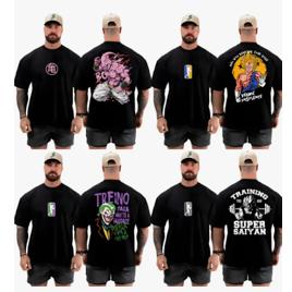 Kit Com 4 Camisetas Camisas Oversized Academia Streetwear