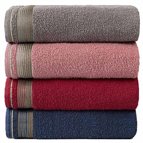 Kit Com 4 Toalhas Banhão Gigante Alta Absorção Sublime 70x150cm - KIT 1 (Gris/Rosa/Terracota/Azul)