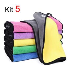 Kit com 5 Toalhas de Pano de Microfibra para Lavagem e Polimento de Carros, 30x40cm