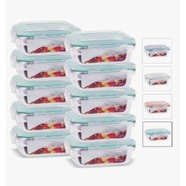 Kit Conjunto 10 Potes Vidro Hermético Marmita Tampa 370ml