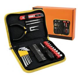 Kit De Ferramentas 27 Peças Com Alicate, Chaves Allen, Bits, Soquetes E Estilete