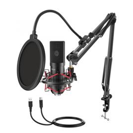 Kit de Microfone Condensador Fifine T732, USB, Black, Com Braço Articulado