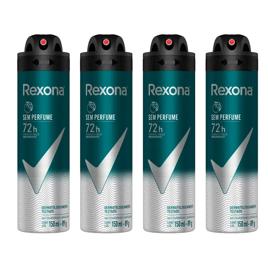 Kit Desodorante Rexona Aerossol Antitranspirante - Masculino sem Perfume 72 horas 150ml 4 Unidades