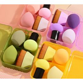 Kit Esponjas e Pincel para Maquiagem Profissional com Estojo
