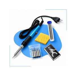 Kit Ferro De Solda 60w Estanho Com Fluxo Regulagem Premium + Pontas Extras