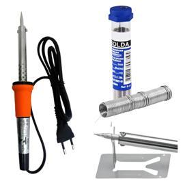 Kit Ferro De Solda Soldar Soldador 60w Estanho Tubo