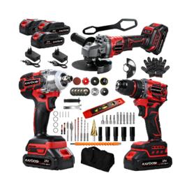 Kit Furadeira Chave Impacto Esmerilhadeira Brushless