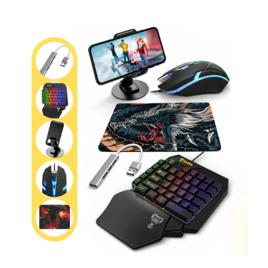 Kit Gamer Mobilador Mageon Teclado Uma Mão RGB Mouse
