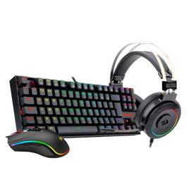Kit Gamer Redragon, Headset Lamia 2 Surround 7.1 + Teclado Kumara Switch Outemu Blue + Mouse Cobra M711 12400 DPI