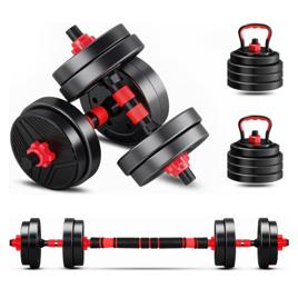 Kit Haltere 6 em 1 Ajustável para Musculação - 15kg Preto