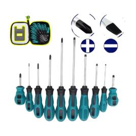 Kit Jogo Chave Fenda E Philips Imantado Profissional 10 Pçs
